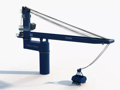 Large Heavy Duty Crane for Commercial Cargo Ship 3D model