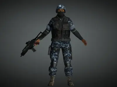 AAA Military Male Character 05 Low-poly 3D model