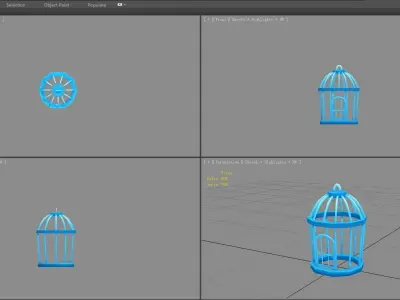 Cartoon Bird Cage Low-poly 3D model