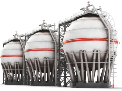 Detailed Oil Storage Spherical 3D model