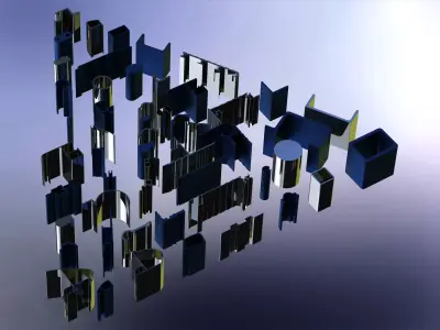 Extruded Aluminium Profile Enclosures Set for Auto Parts 3D model