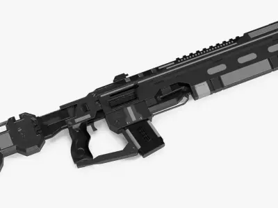 Tactical Assault Rifle Sci Fi with Cartridge Black 3D model