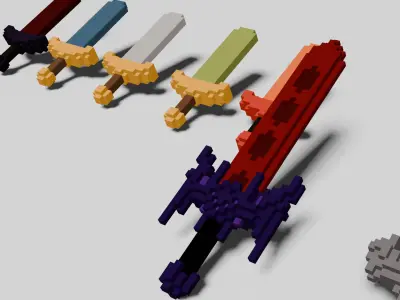 Voxel Swords Pack Low-poly 3D model