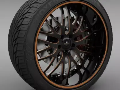 Savini Forged SV-25S Wheel and Tire 3D model