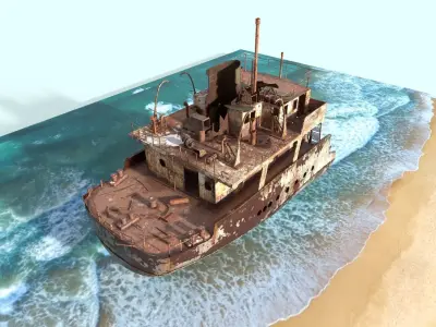 Half  Ship Wreck 3D model