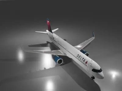 Delta airlines airbus a321neo 3d model Low-poly 3D model