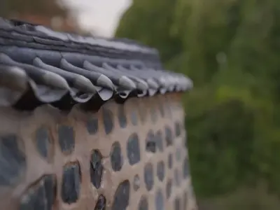 Korean Traditional Tiled Stone Wall 3D model