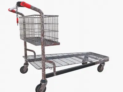 Shopping cart weathered stack v1 Low-poly 3D model