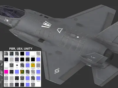 F35 A fighter jet flying in air Low-poly 3D model