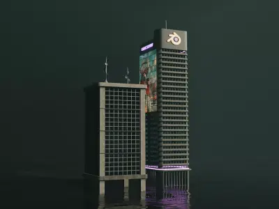 Cyberpunk Sci Fi Modular Building Pack 3D model