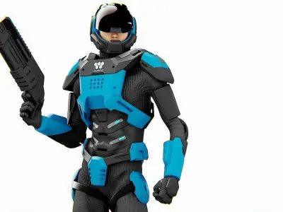 CYBER COP DC-100 Rigged for Unreal Engine - Unity - MIXAMO 3D model