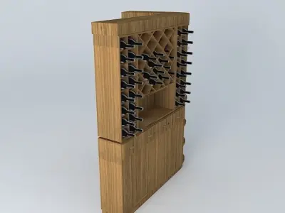 Kit wooden wine rack with shelves Free 3D model