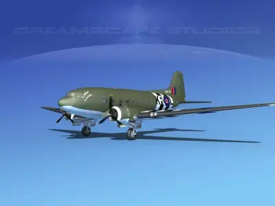 Douglas C-47 Dakota RAF V02 3D model