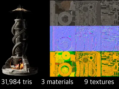 Medieval Tower Low-poly 3D model