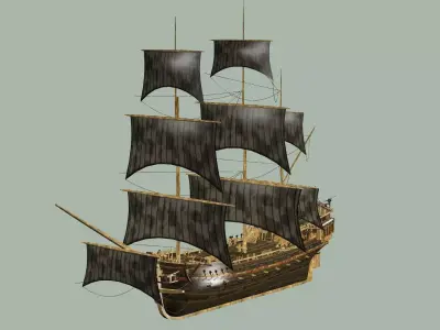 Sailboat Galleon - Game Ready B Low-poly 3D Model Low-poly 3D model