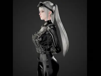 Military Girl Low-poly 3D model