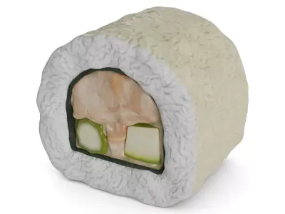 Sushi Eel squid in tempura cucumber tempura chips teriyaki sauce 3D model