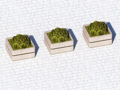 Concrete Planter - Street Commercial Planter 02 Low-poly 3D model