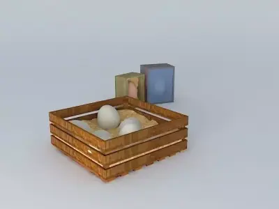 Eggs wooden box with in it Free 3D model