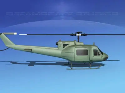 Bell UH-1B Iroquois Unmarked Military 3D model