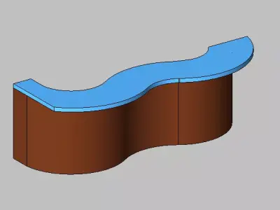 Modern S-Curve Bar Counter  Organic Wave Design 3D model