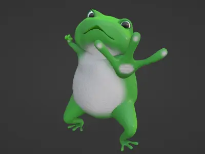 3d cartoon frog with rig Free 3D model