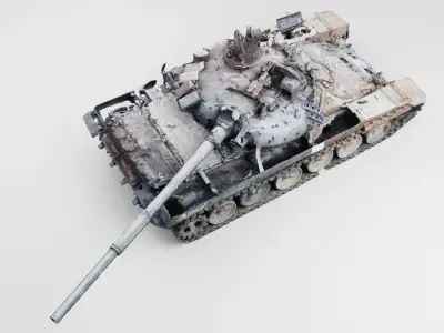 Russian T-90 tank destroyed by Ukrainian army 3D model