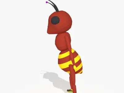 Red Cartoon Ant Low-poly 3D model