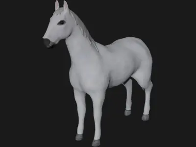 White Horse Stallion fully rigged low poly Low-poly 3D model