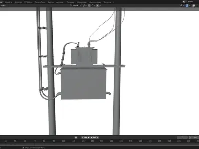 Utility Pole with Transformer Low-poly 3D model