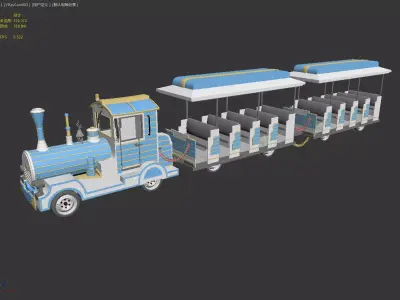Retro Tourist Sightseeing Trackless Train - MAX OBJ FBX Low-poly 3D model