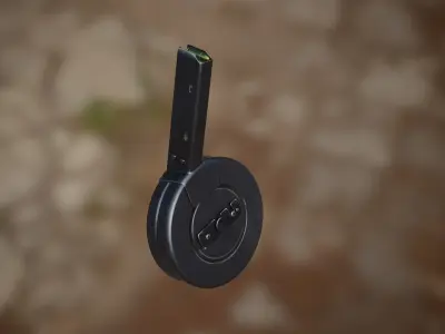 72rnd Drum magazine 9mm PBR Low-poly 3D model