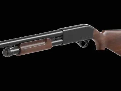 Shotgun wooden Low-poly 3D model