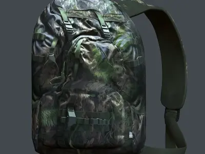 Backpack military combat Black baggage Low-poly 3D model