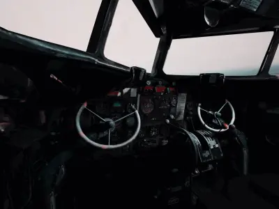 DC3 C-47 World War 2 Airplane Cockpit  Low-poly 3D model