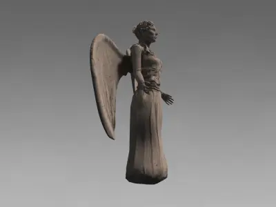 Stone angel statue Low-poly 3D model