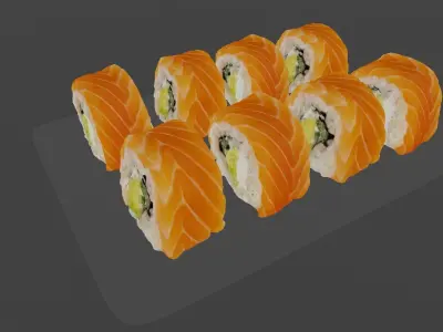 Sushi Philadelphia classic realistic set 3D model