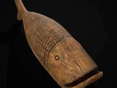 Medieval Wooden Fish Toy Low-poly 3D model