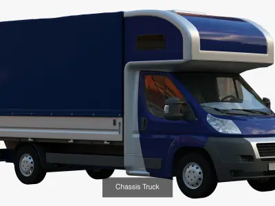 15 vehicle Chassis Truck Passenger minibus Motorhome Tow truck 3D Model Collection