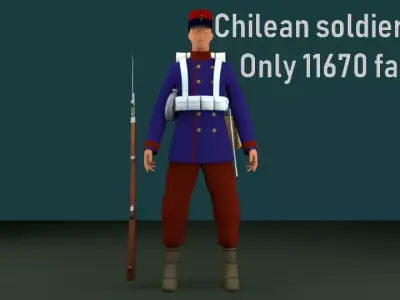 SOLDIER 1880 CHILEAN ARMY Low-poly 3D model