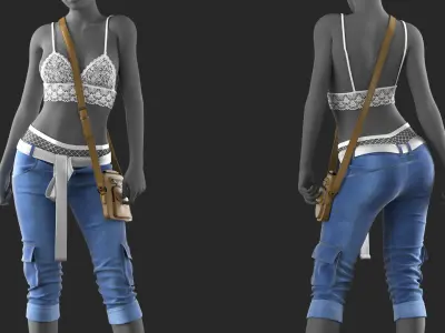 Girls Outfit 13 - Marvelous Designer 3D model