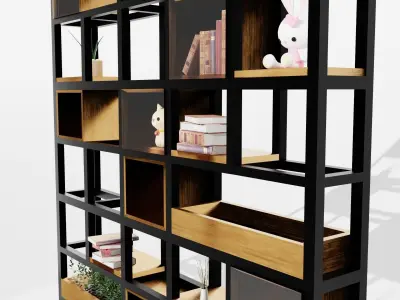 Bookshelve 3D Model bookcase with bookshelves and shelves Free 3D model