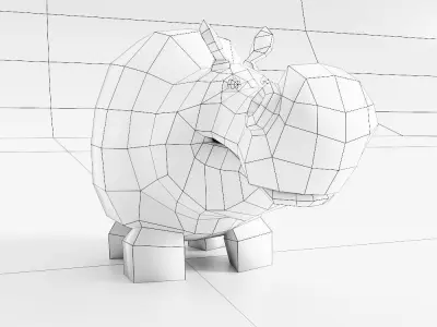 Hippopotamus cartoon 3d model  Low-poly 3D model