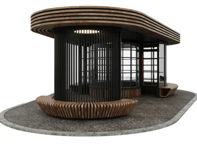 Bus stop - cafe 3D model