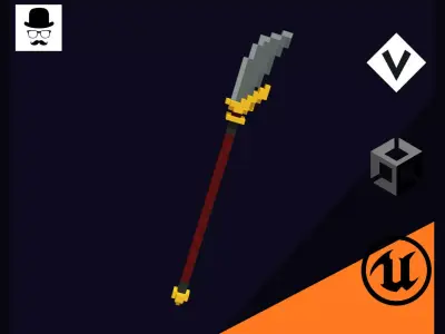 Voxel Polearm 5 - 3D Lowpoly Weapons Low-poly 3D model