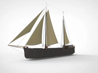 cargo sailing ship 3D model