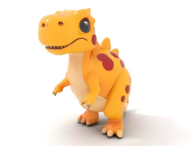 Cartoon Dinosaur Model Pack with Spots Low-poly 3D model
