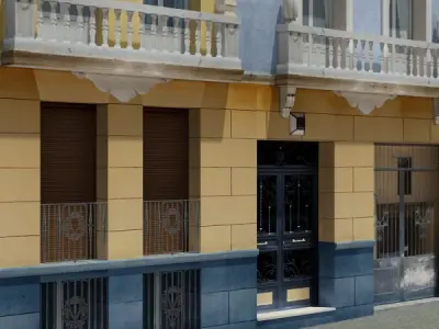 Building apartment with roof Low-poly 3D model