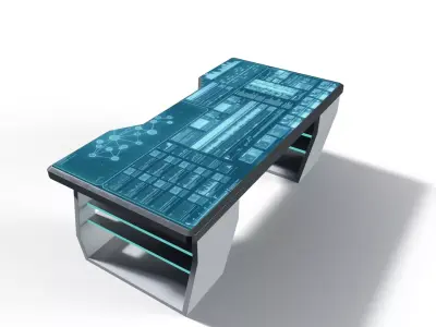 Sci-Fi Computer Desk Low-poly 3D model