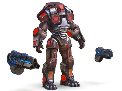 Assault heavy machine gun cannon naff barrel blaster laser arms Low-poly 3D model